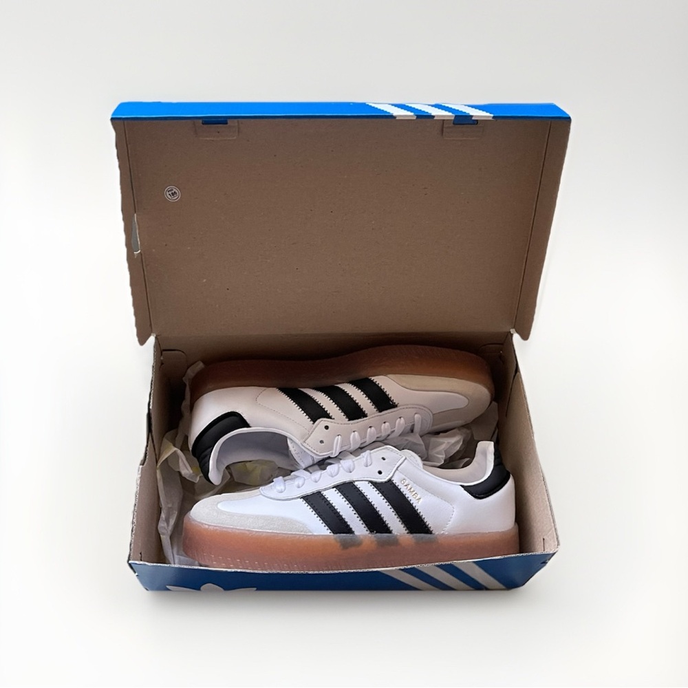 Size 8.5w - Adidas Originals Sambae W Cloud White Metallic Gold Women's JI1349 - Picture 9 of 10